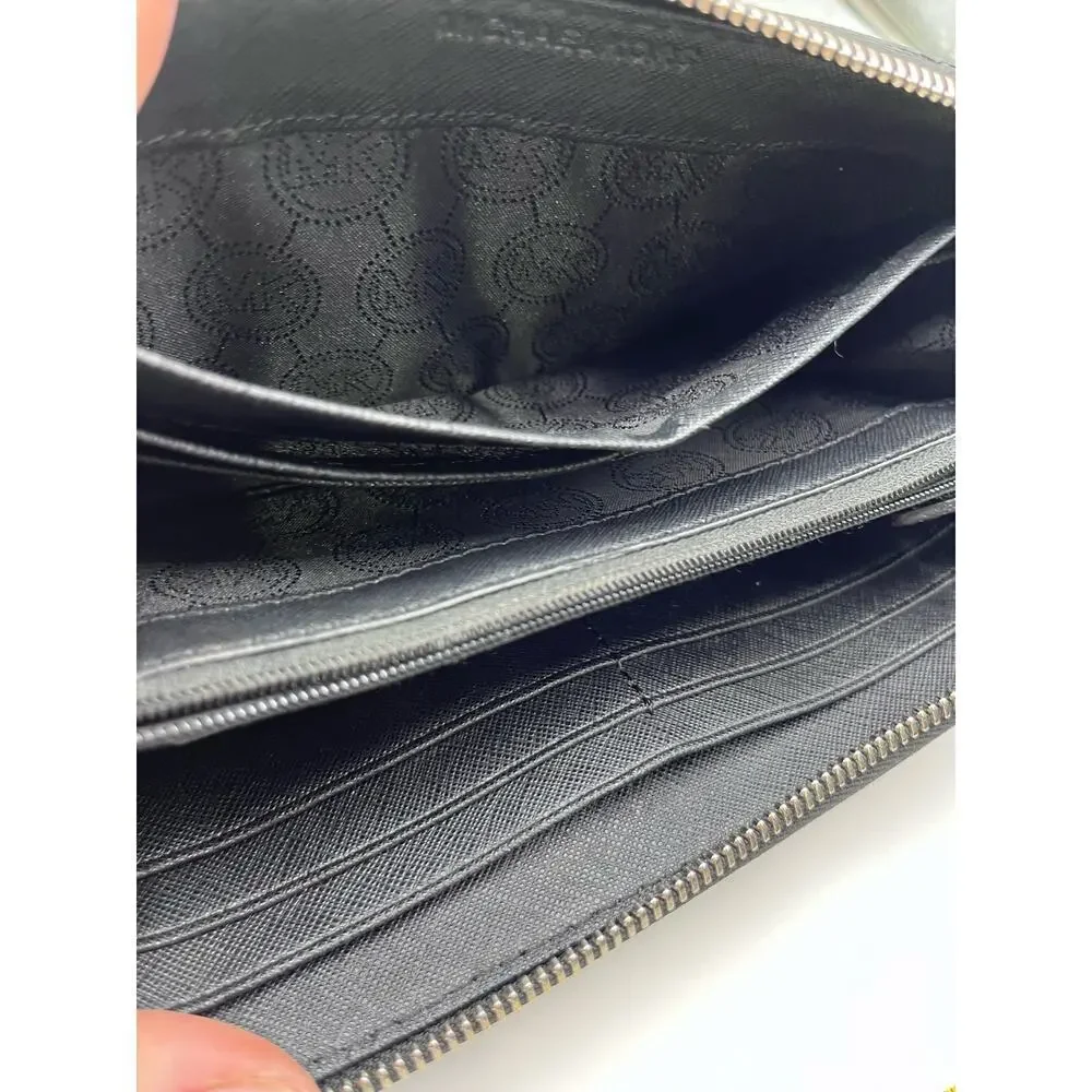 Michael Kors Zip-around Continental Black‎ Genuine Leather Jet Set Wallet